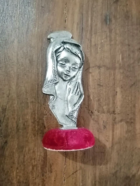 Statuetta Maria - Peltro - Cesellato A Mano - Made In Italy