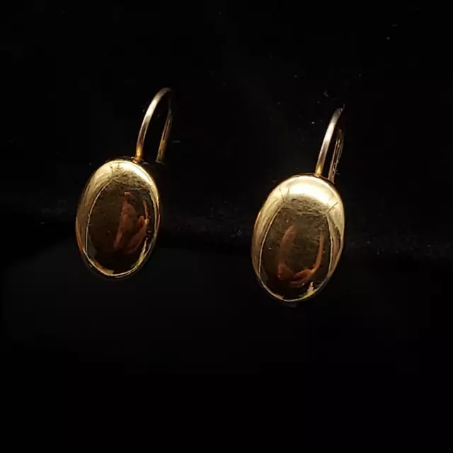 Monet Gold Tone Pierced Ear Oval Earrings Vintage Costume Jewelry