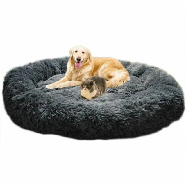 Lit Donut rond pour Chien Chat en Peluche Coussin Tapis Relax Couchage