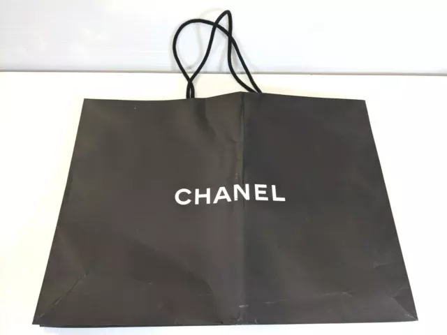 AUTHENTIC CHANEL LARGE Black Paper Shopping Gift Bag 22 x 17 x 5.5  $14.99 - PicClick