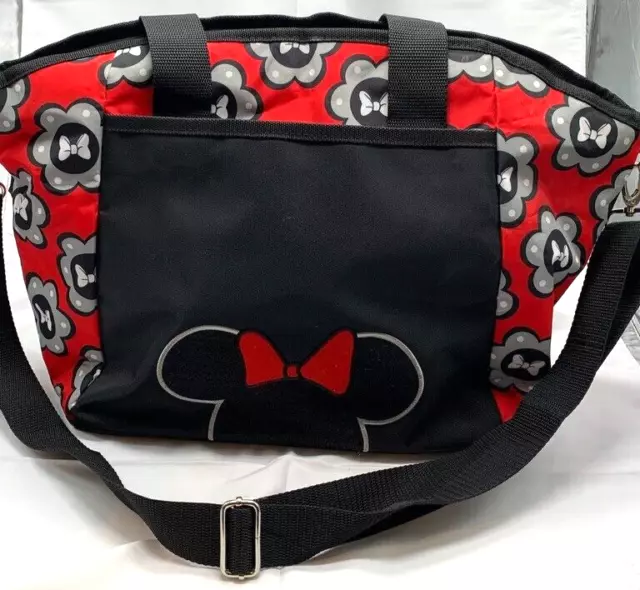 Disney Baby Minnie Mouse, Diaper Bag Tote Black Red Travel Bag for Kids EUC
