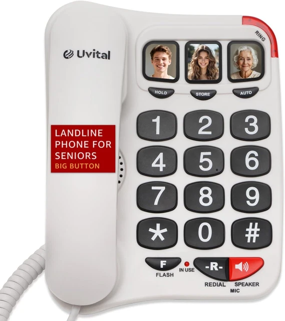UVITAL BIG BUTTON Telephone with Speed Dial for Elderly, Hard of ...
