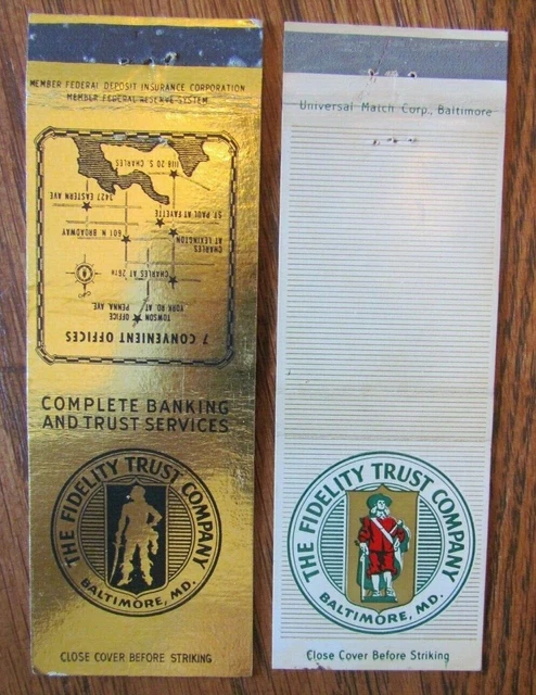Cavalier Matchbook Matchcovers: Fidelity Trust Company (Baltimore, Maryland) E13