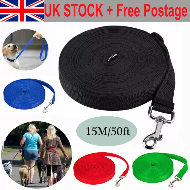 Pet Dog Training Lead Long Strong Tracking Recall Leash Line Walking 15/20/30M