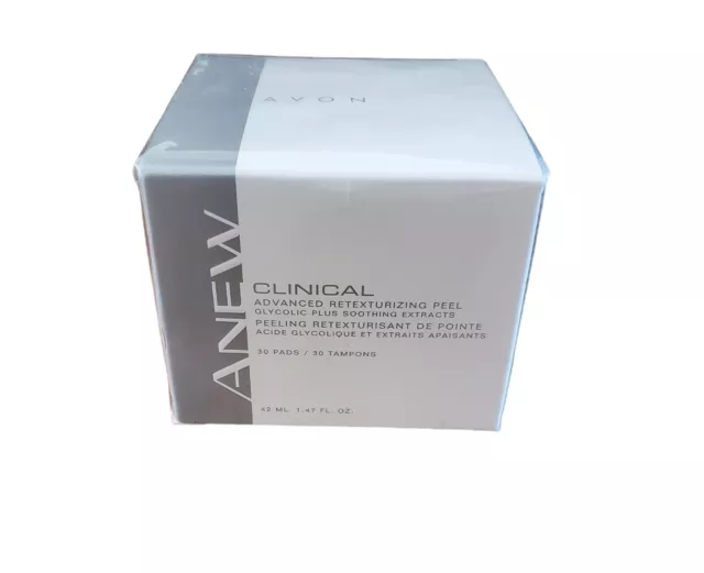 PEELING RETEXTURIZANTE AVANZADO GLICÓLICO Avon ANEW Clinical 1,47 oz 30 almohadillas NUEVO DE NUEVO