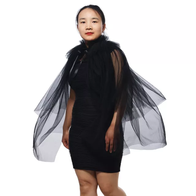 Victorian Tulle Ruffle collar Cape Elizabethan Burlesque Neck Ruff for Halloween