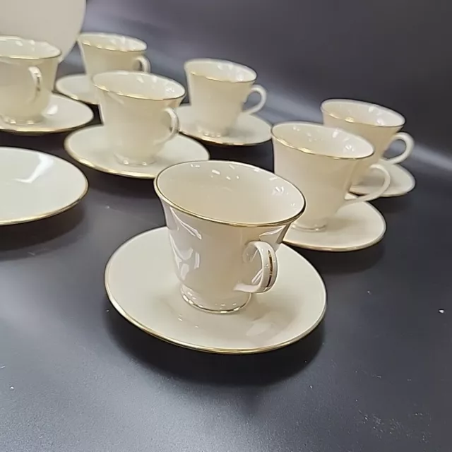 Lot of 15 Lenox Hayworth Tea Cups & 6" Tea Saucer Plates Gold Rim Fine China 3