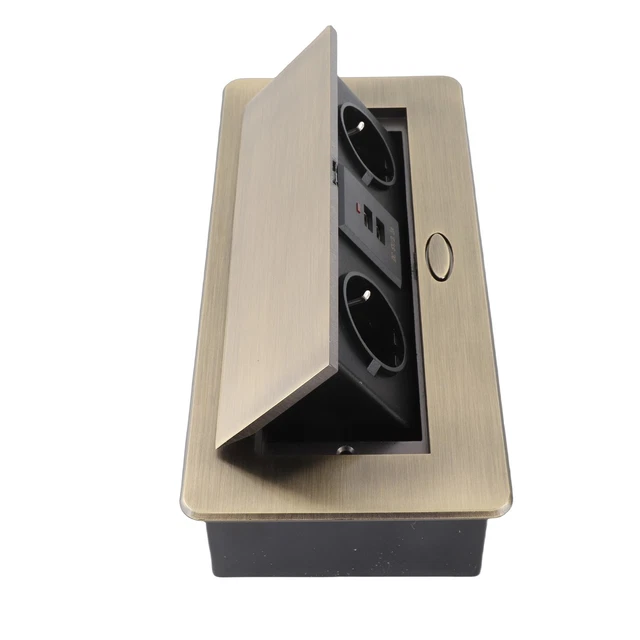 DESKTOP SOCKET DUAL USB Socket Slow POP UP Table Socket For Office Home ...