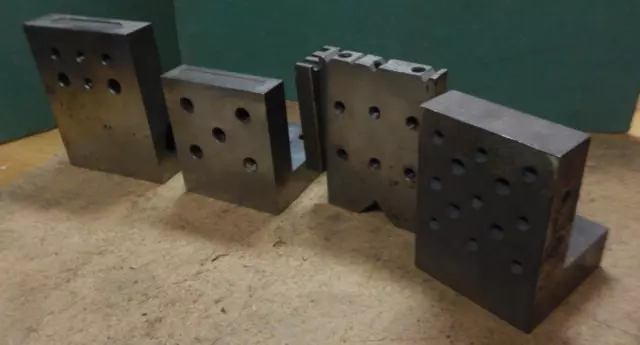 Lot Ae48J  4 Older Small Angle Plates  Machinist Jig Fixture Setup Tooling