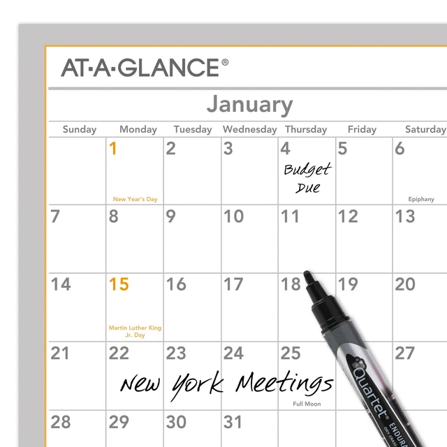 ATAGLANCE 2024 WALLMATES SelfAdhesive DryErase Yearly Calendar