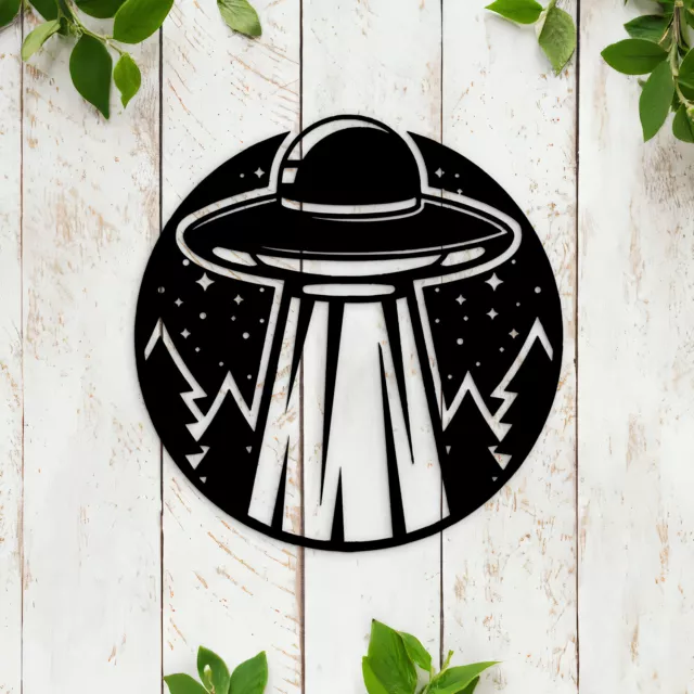 Space Alien Abduction UFO Metal Wall Art, Funny UFO Metal Sign Home Decor Gift