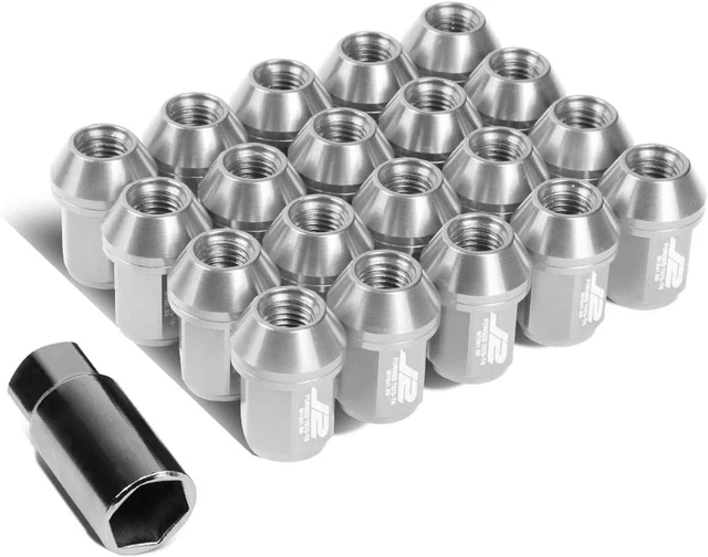 7075 Aluminum Silver M12 X 1.5 20Pcs L: 35Mm Close-End Lug Nut W/Adapter