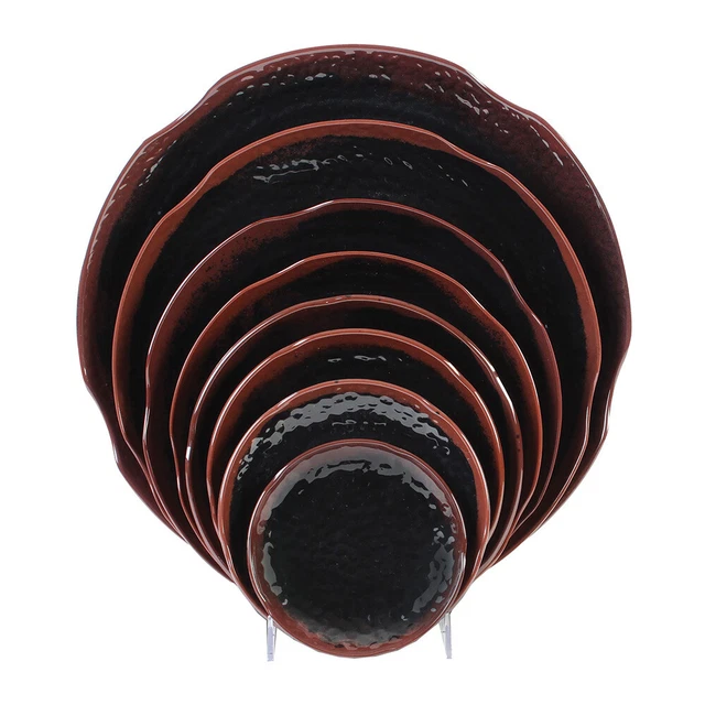 Thunder Group 1810TM 10-1/2" Diameter Tenmoku Pattern Melamine Plate - 1 Doz