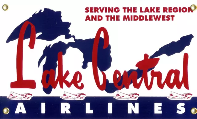 Lake Central Airlines Airplane Vintage Aviation Porcelain Metal Sign