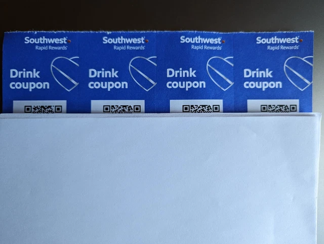 Southwest Drink Coupons Lot of 4 Expire 9/30/2023