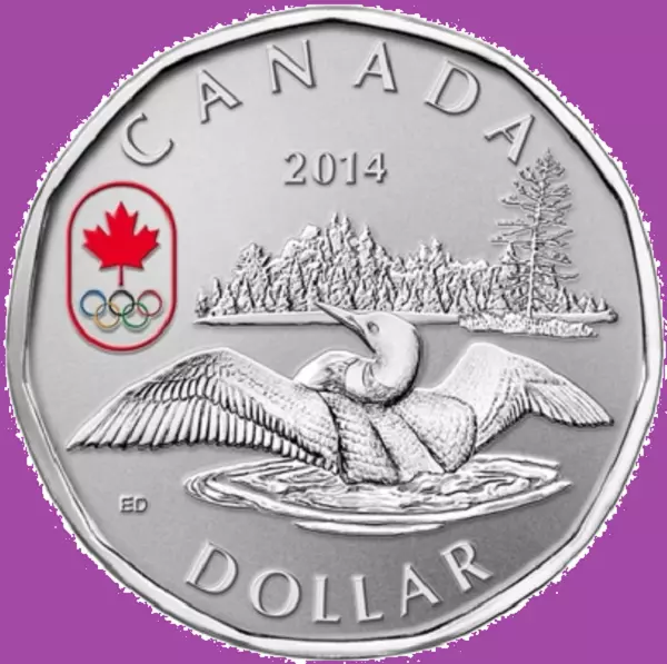 2014 Canada Sochi Olympics Silver Lucky Loonie Coin. Mint Set UNC 2014 Canada Sochi Olympics Silver Lucky Loonie Coin. Mint Set UNC