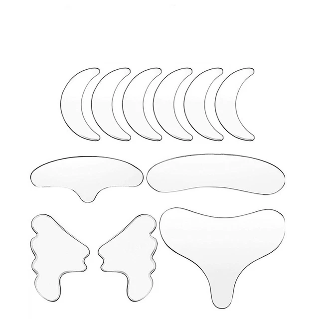Almohadillas de silicona reutilizables para levantar la cara frente parche antiarrugas (11 piezas)