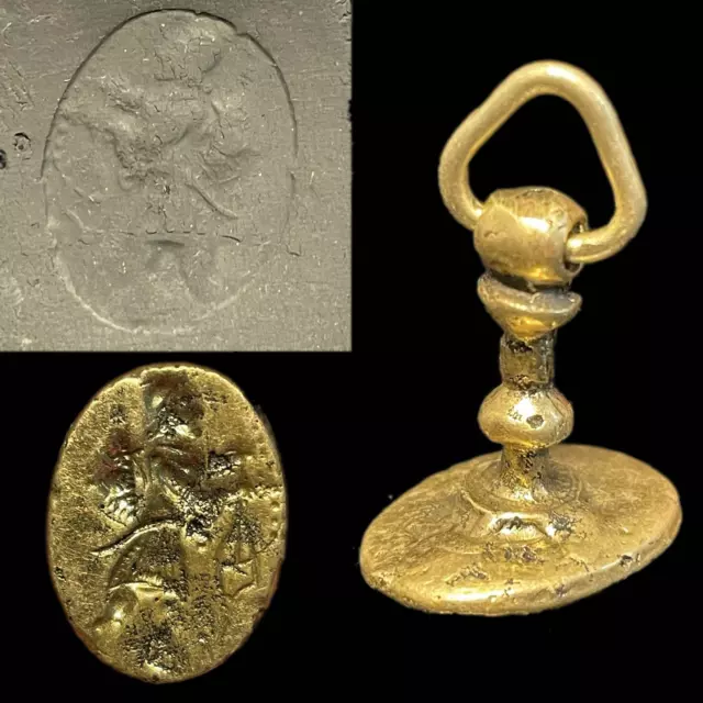 Rare Ancient Near Eastern Bronze Mesopotamia Stamp Seal (12)