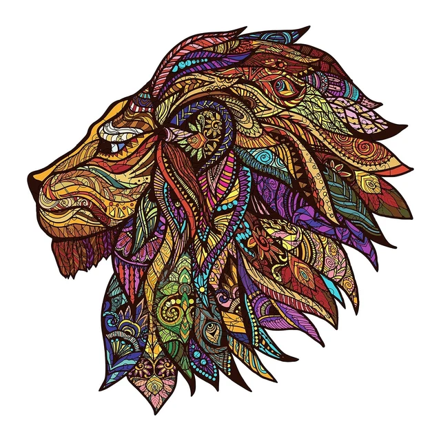 KAAYEE Wooden Jigsaw Puzzles- Lion King Puzzle Unique Shape Animal Wooden Puz...