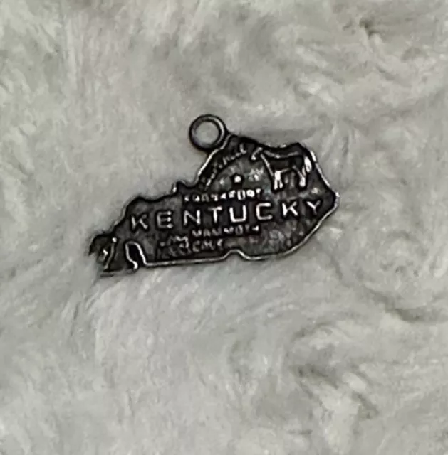 Sterling Silver 925 Kentucky State Map Souvenir Charm Dangle Frankfort