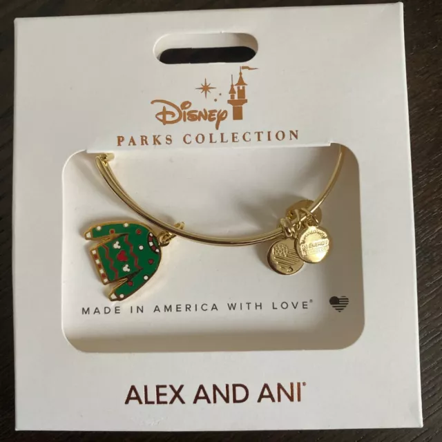 DISNEY PARKS ALEX & Ani Mickey Mouse Christmas Sweater Gold Bangle