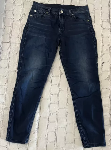 7 For All Mankind Women Size 28 Low Rise Blue Jeans Jegging Short 28 x 25