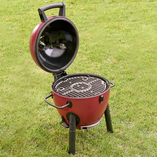 Char-Griller Akorn Junior Kamado BBQ Charcoal Grill - Red - Easy Mobility