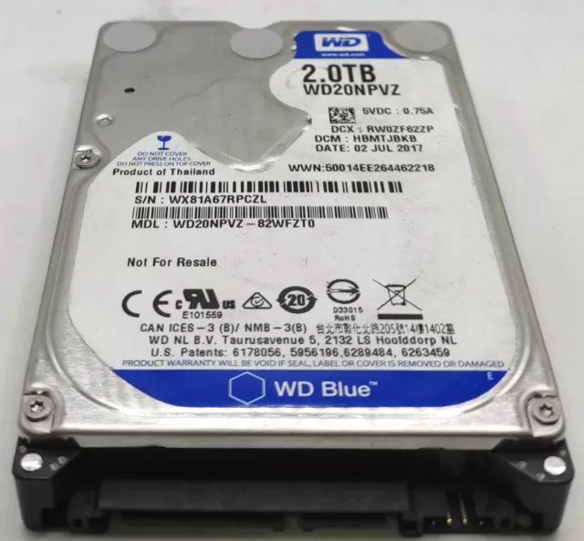 2TB Western Digital WD20NPVZ WD Blue 15mm 2.5" SATA HDD Hard Disk Drive