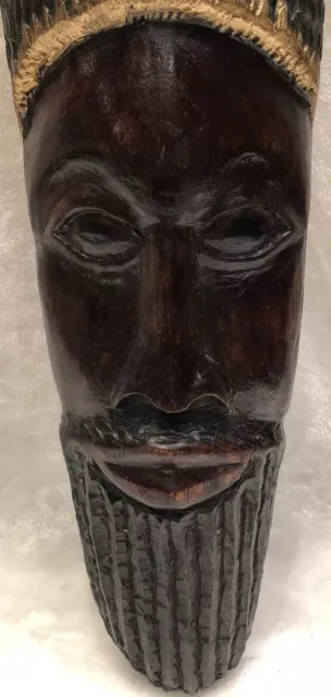 African Mask - Hand Carved From Solid Ebony Wood 25” Tall HEAVY!