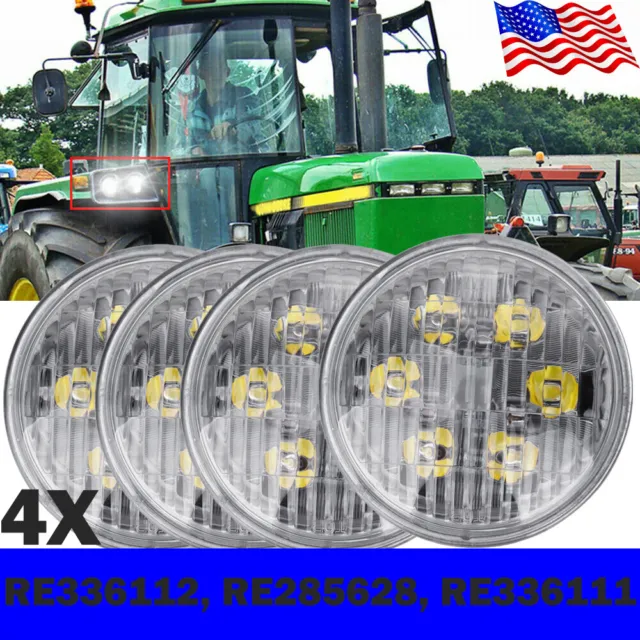 4X LED Tractor Light Round Flood Light For John Deere 20 Series 2520, 3020, 4020