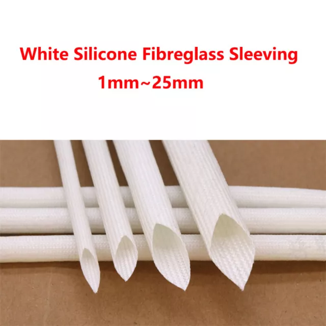 White Silicone Fiber Glass Tube Wire Cable Insulating High Temp Sleeving 1~25mm