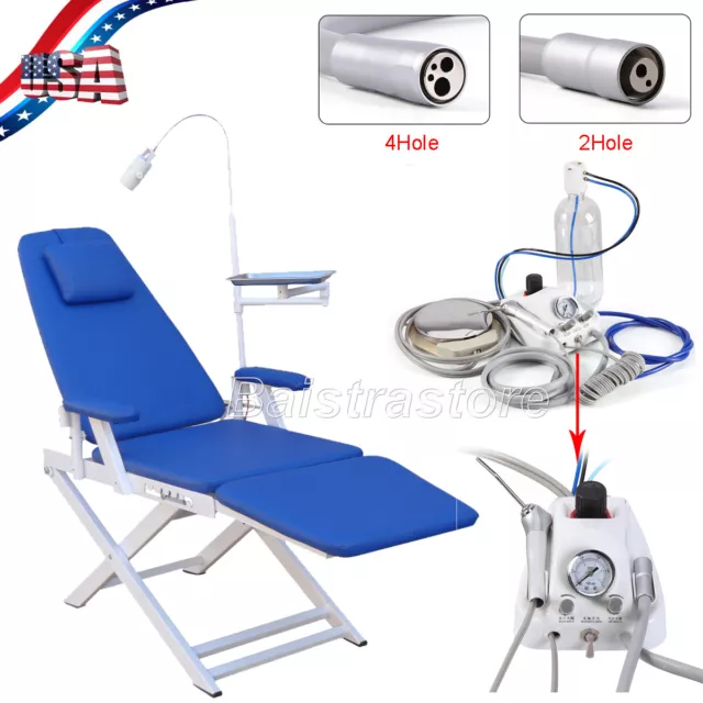 Dental Chair LED Light PU Leather /Dental Turbine Unit 3Way Syringe 2/4Holes