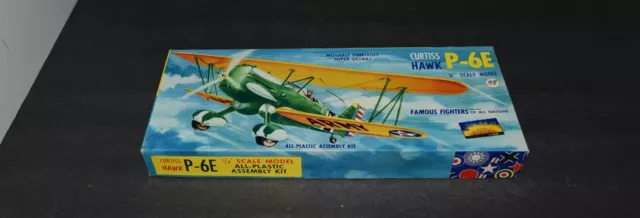 Vintage 1956 Aurora USA Curtiss Hawk P-6E  Model Kit Pre-WW2 Plane box + parts