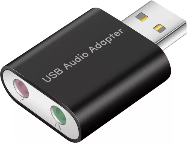 USB Audio External Stereo Sound Adapter Aluminum with 3.5mm Jack Plug  And Play