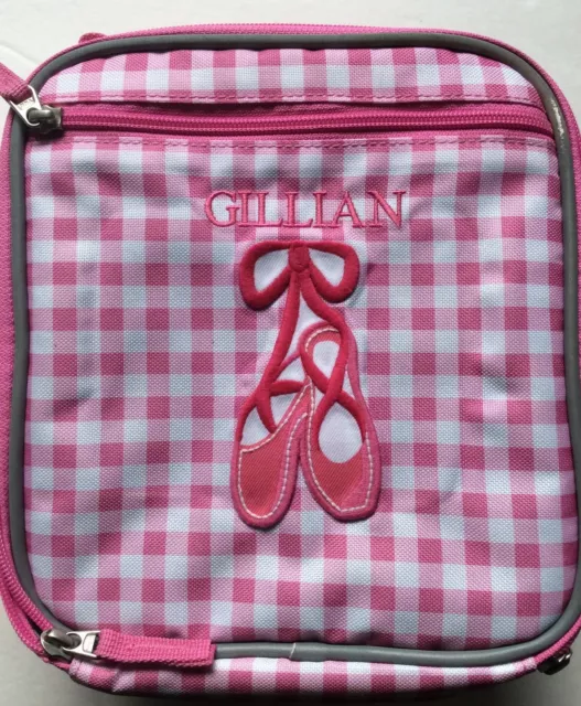 Pottery Barn Kids NWOT lunch bag box, Pink & White monogramed with GILLIAN  new