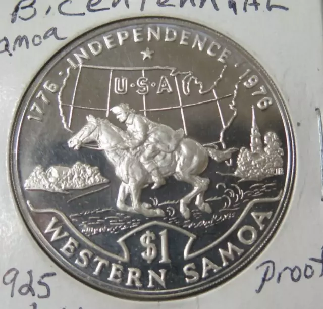 1976 Western Samoa Large UNC Silver Proof 1 Tala Coin .925 SILVER