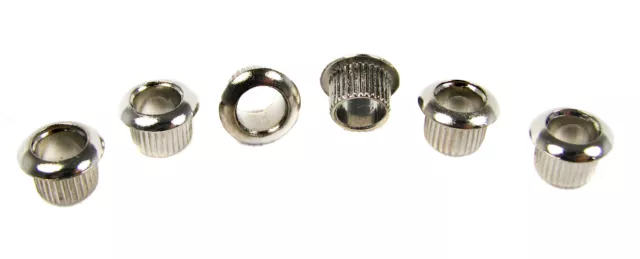 6pc. Nickel-Plated Metal Press-Fit 1/4" Guitar Tuner Bushings