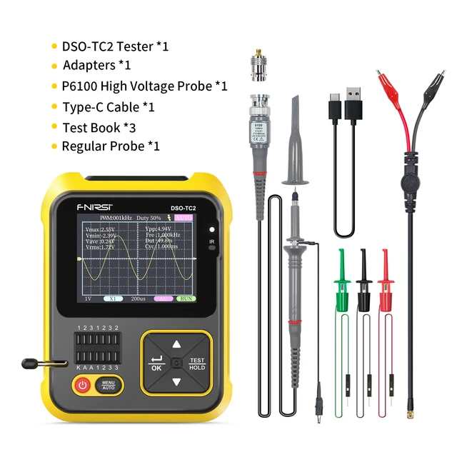 Fnirsi dso-tc2 tester transistor oscilloscopio digitale portatile 2,4"" 200 kMHz