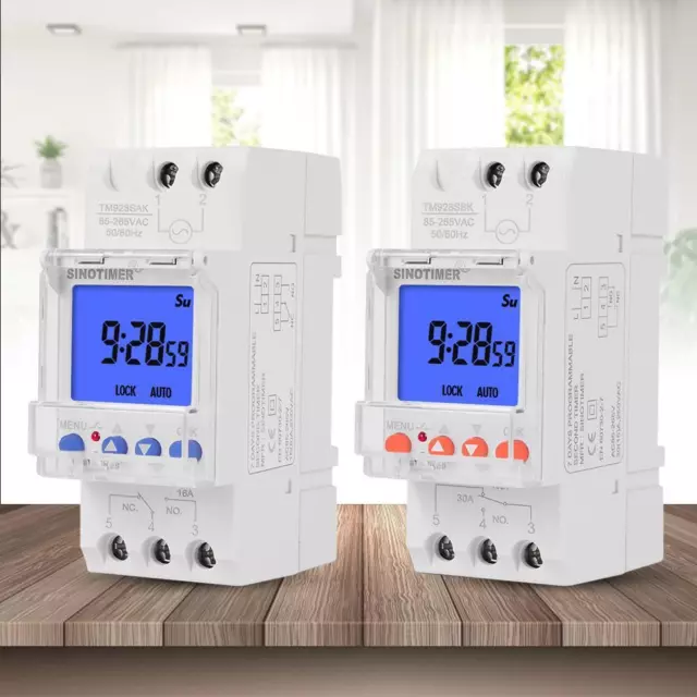 DIN Rail Weekly Programmable Timer Switch Time Relay with Backlit LCD AC 85-265V