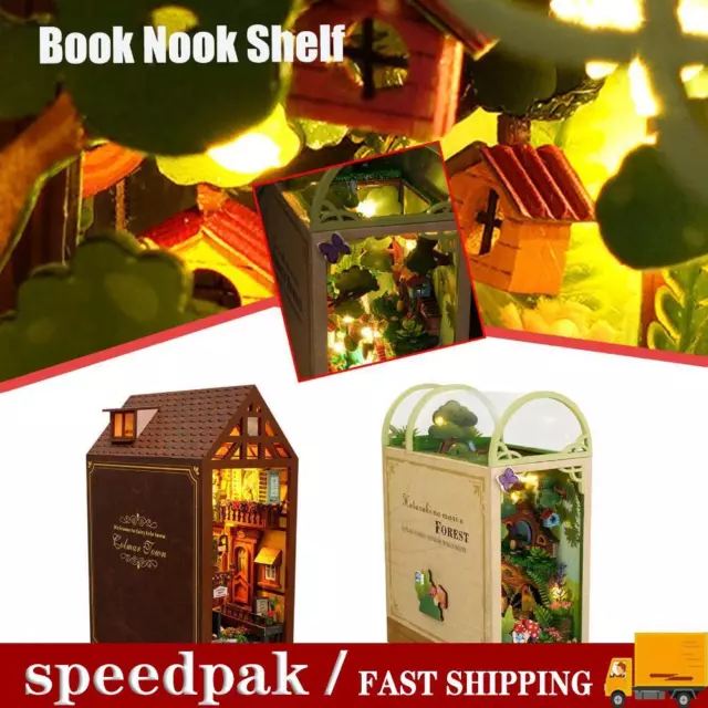 DIY Wooden Book Nook Shelf Insert Kit Miniature Fairy Tale SXE Booksh Prof