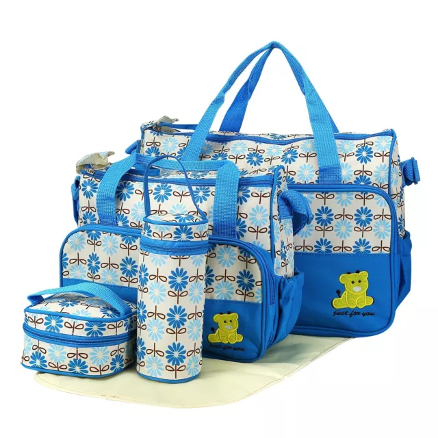 5PCS Baby Diaper Bag Travel Mom Mummy Maternity Changing Pad Nappy Tote Bags Set 3