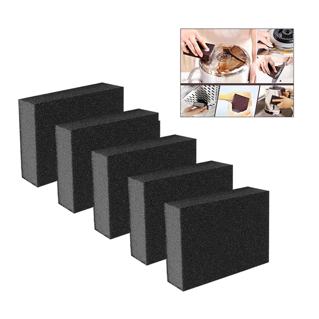 5 Pz Spugna Nera Smeriglio Pulitore Spugne Scrubber Paglietta per La Rimozione