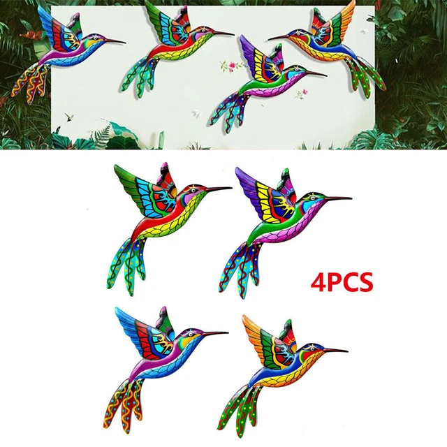 4x Hummingbird Metall Kunst Metall Vogel Wand Hängen Dekor Wand Garten Skulptur