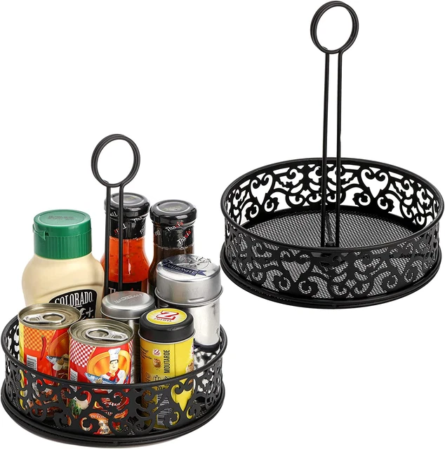 2 Pack Condiment Caddy, Restaurant Table Caddy with Menu Number Card Holder, Met