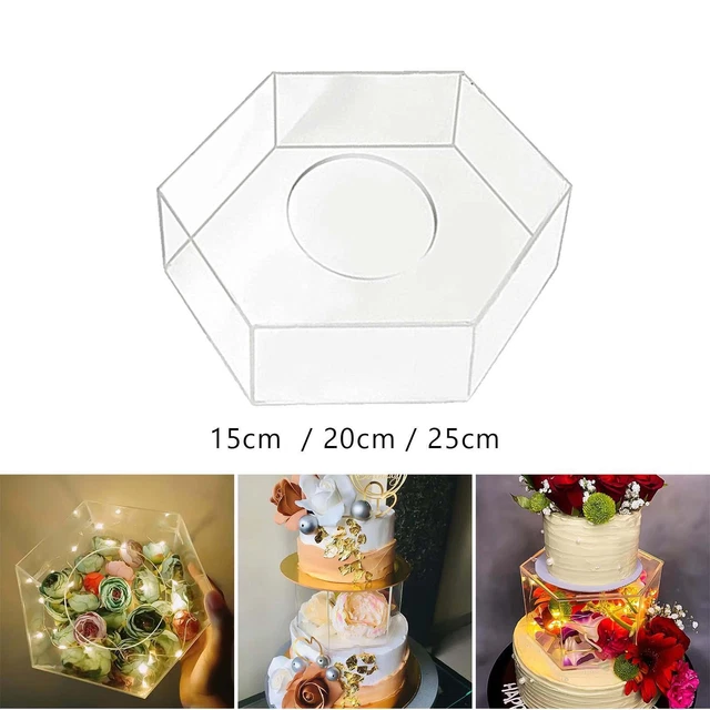 CLEAR ACRYLIC FILLABLE Cake Box Stand Fillable Cake Pillar Stand