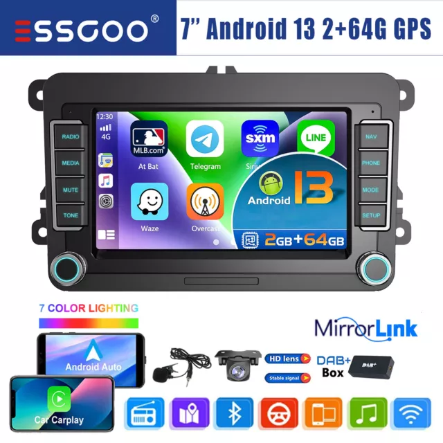 DAB+ 64G Autoradio Carplay Android 13 NAVI Für VW GOLF 5 6 Polo 6r Touran Tiguan