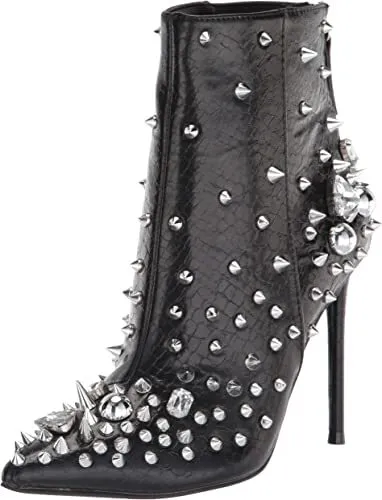 Steve Madden Viceroy Black Studs Spiked Pointed Toe Stiletto Heel Ankle Boots