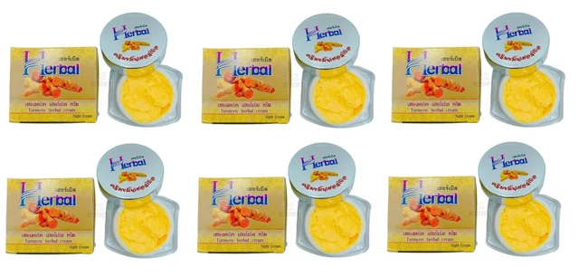 6 x Cúrcuma Hierba Crema Cuidado de la Piel Acné Pecas Tratamiento Blanco Suave 5g