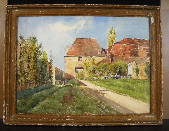 G Ziegler c1900 Acuarela Original Gran Granja Del Sur de Francia Porvence