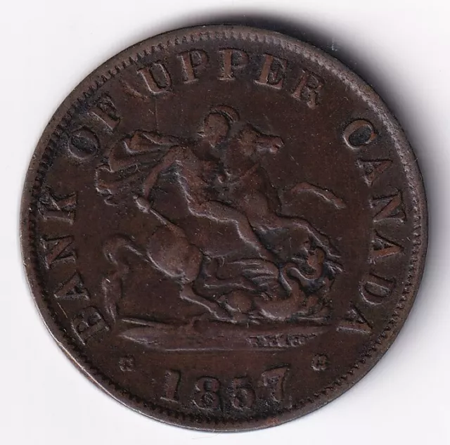 Bank Of Upper Canada 1857 Half Penny Dragonslayer Token PC-5D BR-720 #12